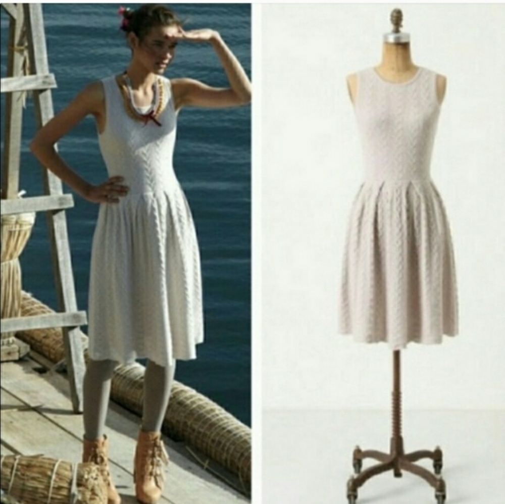 Anthropologie Ivory Textured Midi Dress